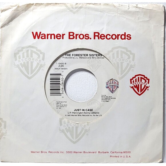 Forester Sisters 45 Men / Just In Case on Warner Bros. VG Country - Picture 2 of 2